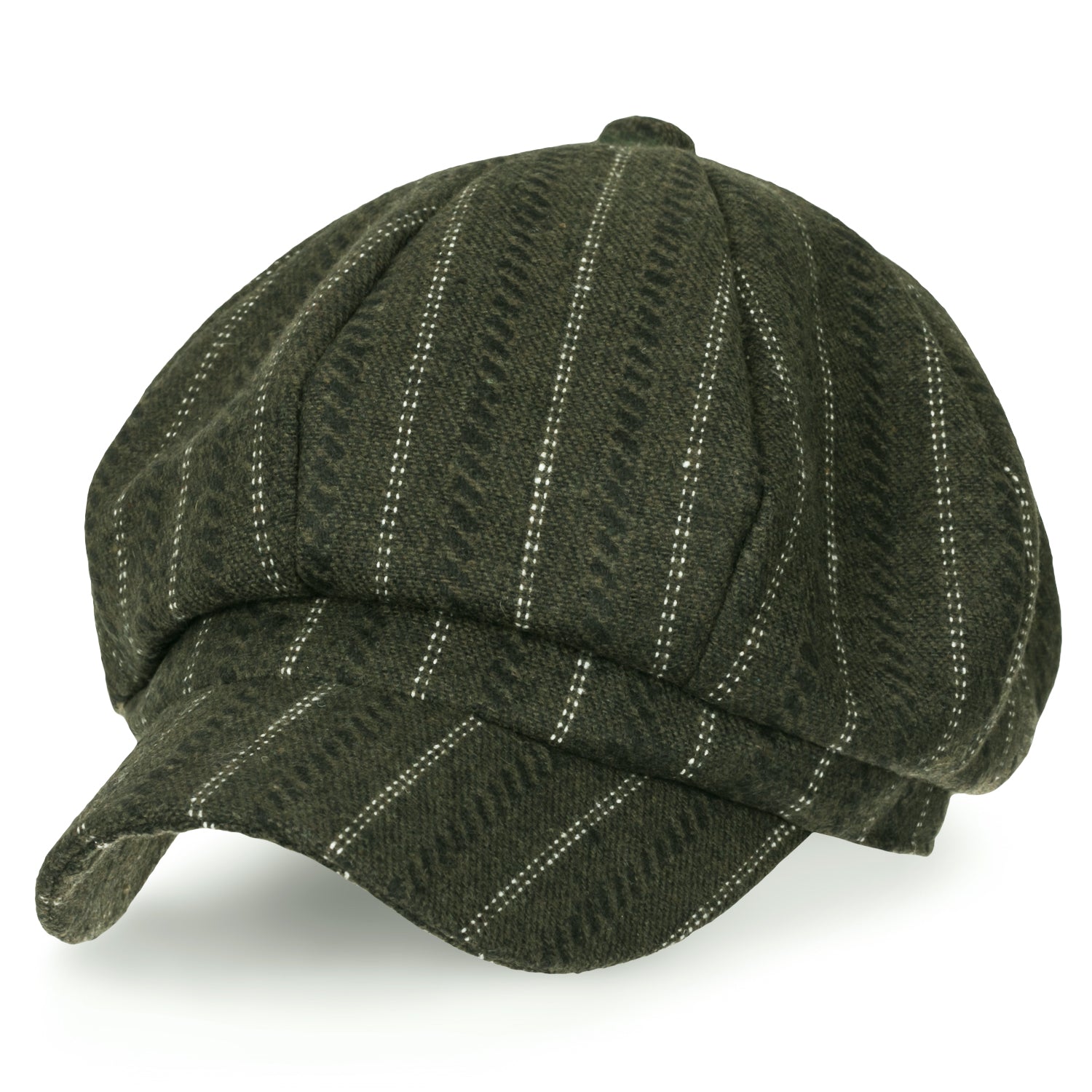 8-Pannel Wool-Blend Newsboy Cabbie Cap Stripe Duck Bill Flat Hunting Hat