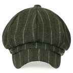 8-Pannel Wool-Blend Newsboy Cabbie Cap Stripe Duck Bill Flat Hunting Hat