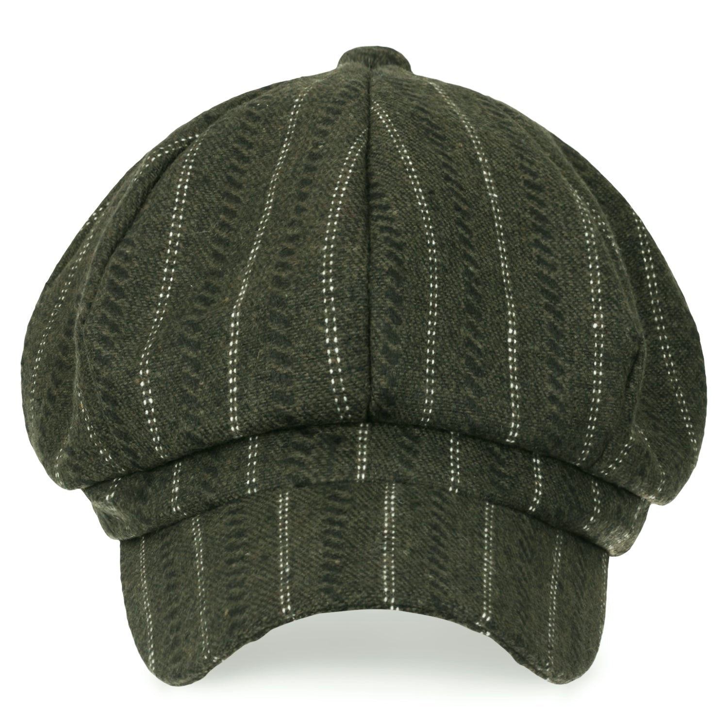 8-Pannel Wool-Blend Newsboy Cabbie Cap Stripe Duck Bill Flat Hunting Hat