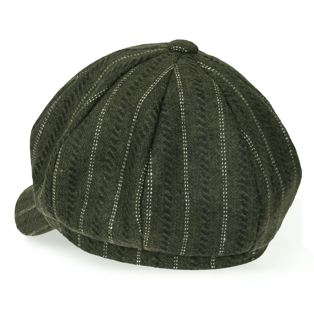 8-Pannel Wool-Blend Newsboy Cabbie Cap Stripe Duck Bill Flat Hunting Hat
