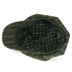 8-Pannel Wool-Blend Newsboy Cabbie Cap Stripe Duck Bill Flat Hunting Hat