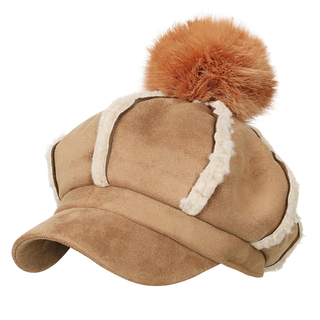 8-Pannel Solid Color Newsboy Cabbie Cap Suede Duck Bill Flat Hunting Hat