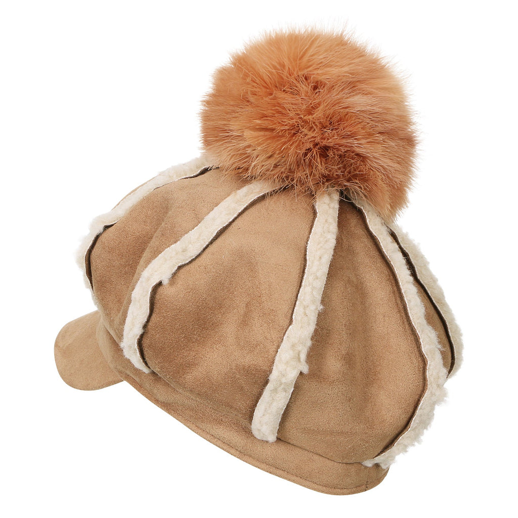 8-Pannel Solid Color Newsboy Cabbie Cap Suede Duck Bill Flat Hunting Hat