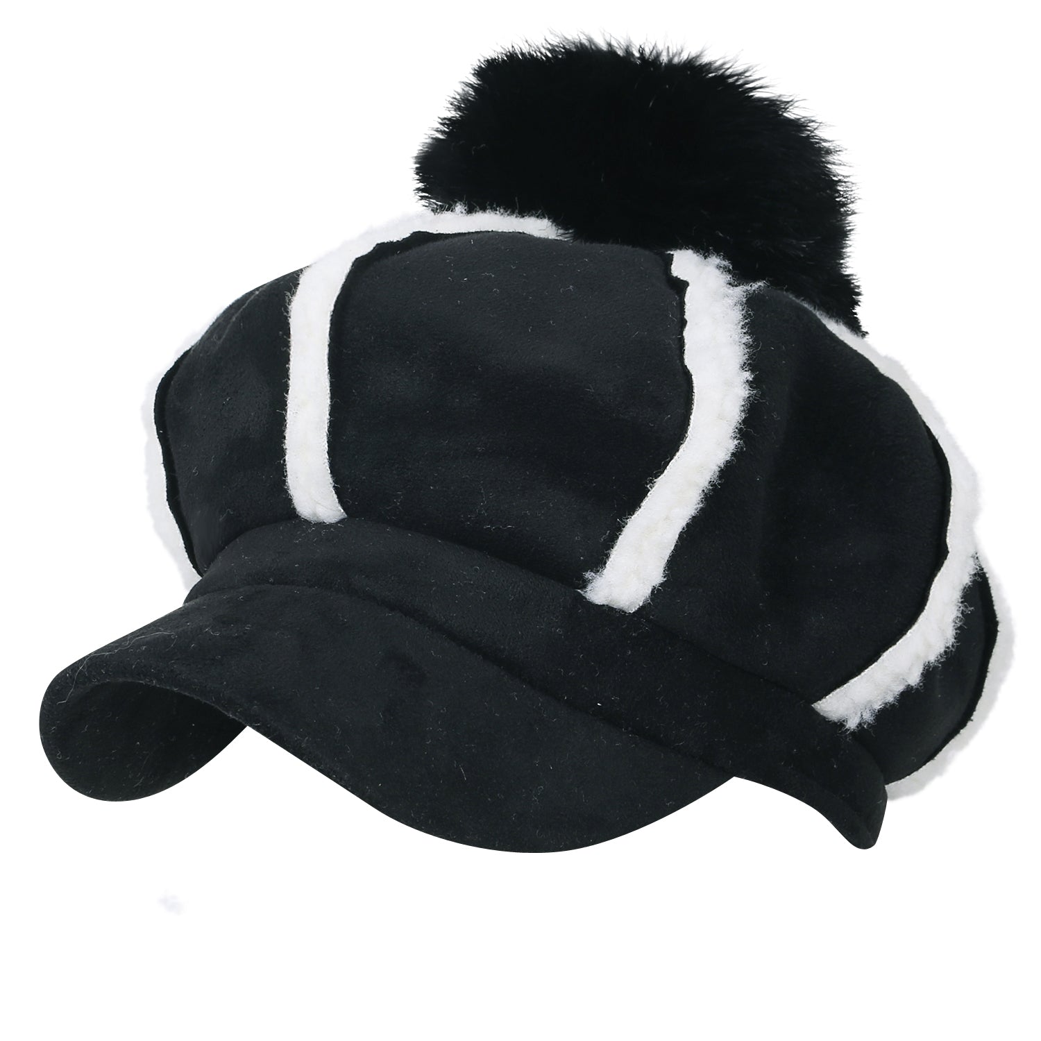 8-Pannel Solid Color Newsboy Cabbie Cap Suede Duck Bill Flat Hunting Hat