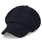 8-Panel Solid Color Newsboy Cabbie Cap Duck Bill Flat Hunting Hat