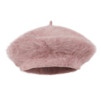 Solid Color Angora French Beret Furry Artist Flat Winter Hat