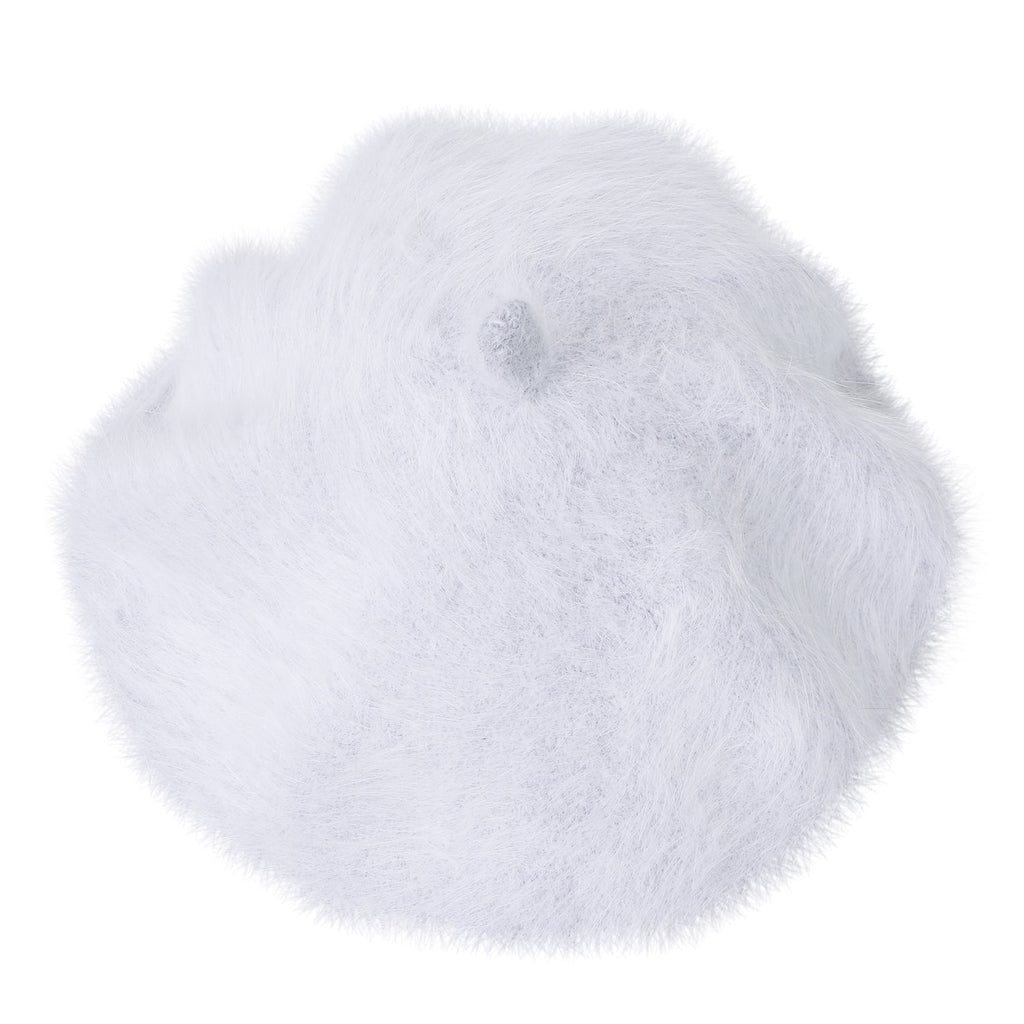 Solid Color Angora French Beret Furry Artist Flat Winter Hat