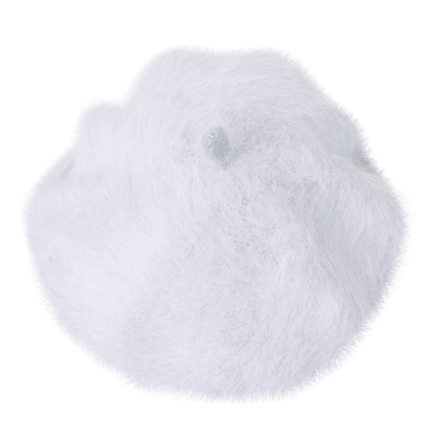 Solid Color Angora French Beret Furry Artist Flat Winter Hat