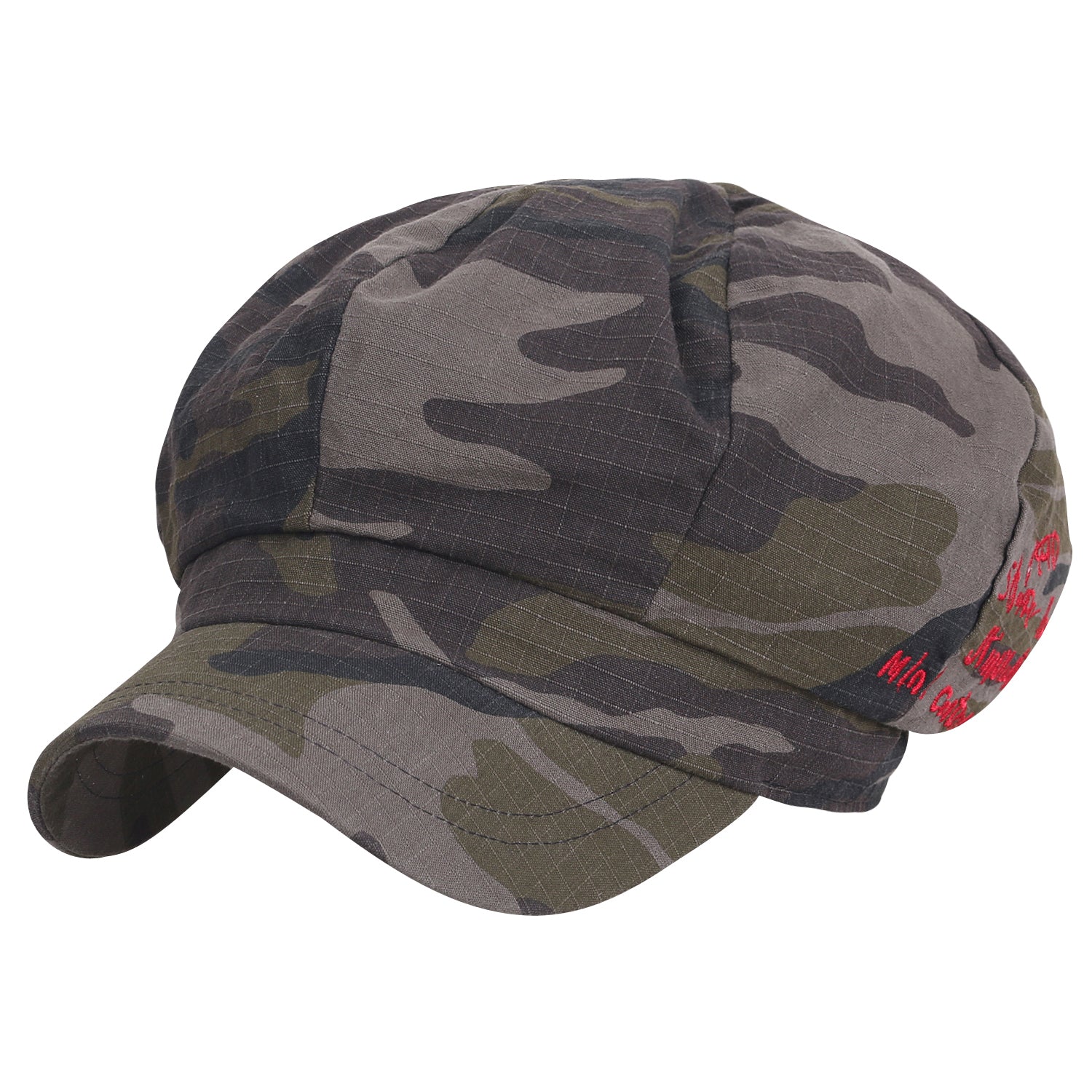 8-Panel Camouflage Cotton Newsboy Cabbie Cap Duck Bill Flat Hunting Hat