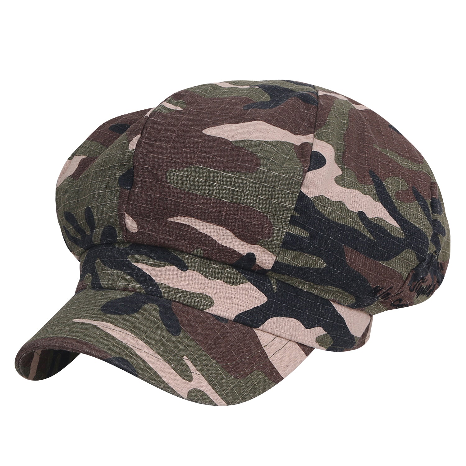 8-Panel Camouflage Cotton Newsboy Cabbie Cap Duck Bill Flat Hunting Hat