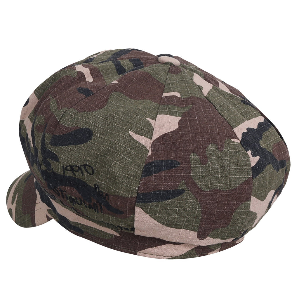 8-Panel Camouflage Cotton Newsboy Cabbie Cap Duck Bill Flat Hunting Hat