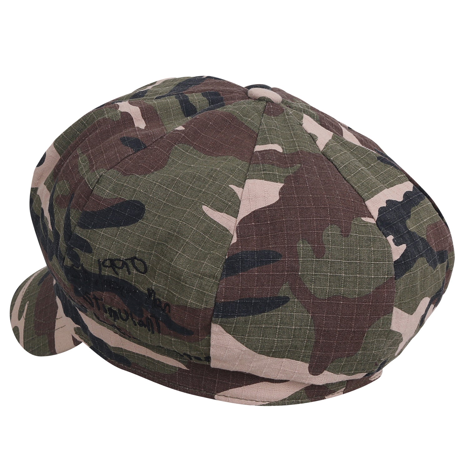 8-Panel Camouflage Cotton Newsboy Cabbie Cap Duck Bill Flat Hunting Hat