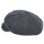 8-Panel Vintage Distressed Cotton Newsboy Cabbie Flat Hunting Hat