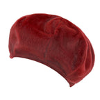 Solid Color Faux Fur 8 Panel French Beret Artist Flat Winter Hat