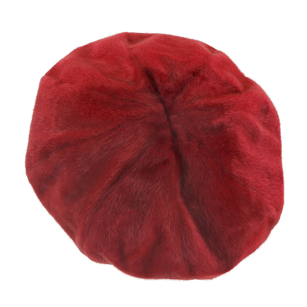 Solid Color Faux Fur 8 Panel French Beret Artist Flat Winter Hat