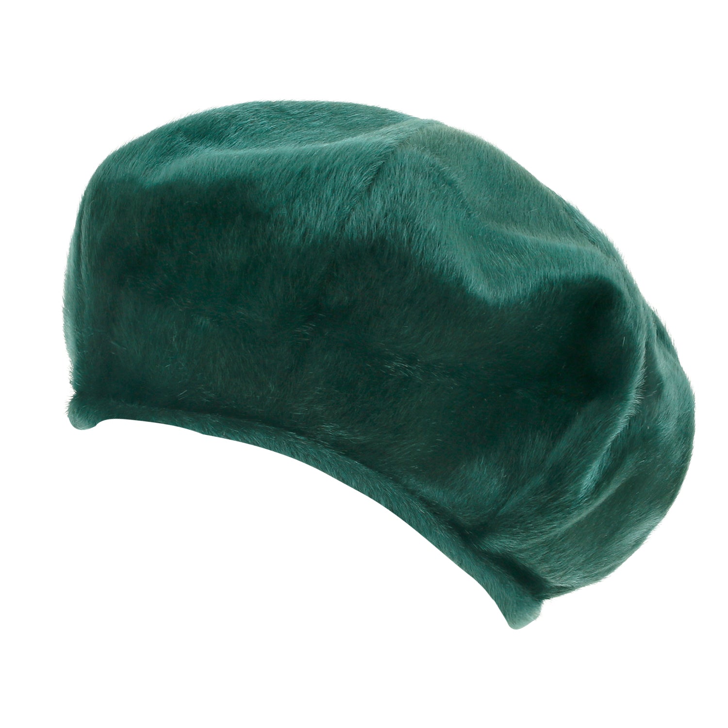 Solid Color Faux Fur 8 Panel French Beret Artist Flat Winter Hat