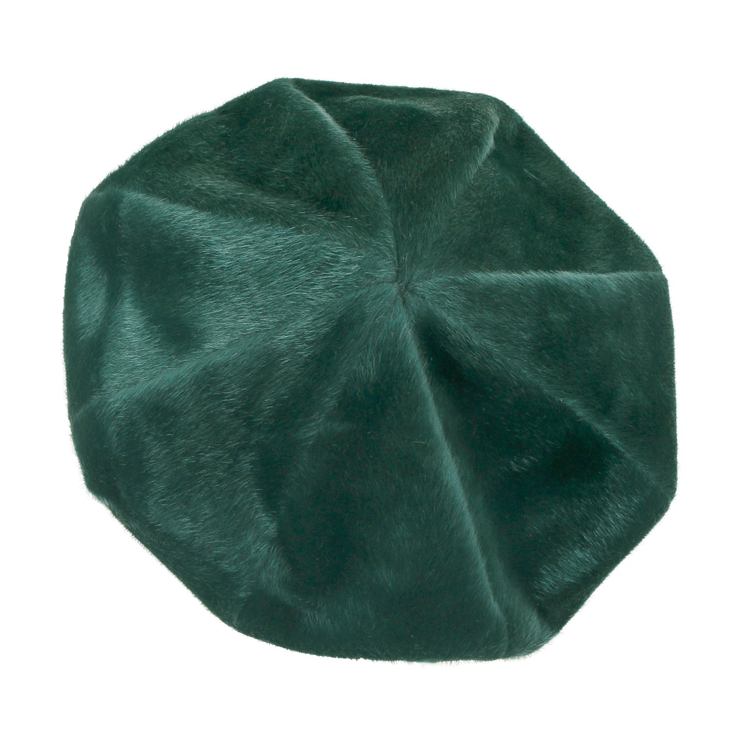 Solid Color Faux Fur 8 Panel French Beret Artist Flat Winter Hat