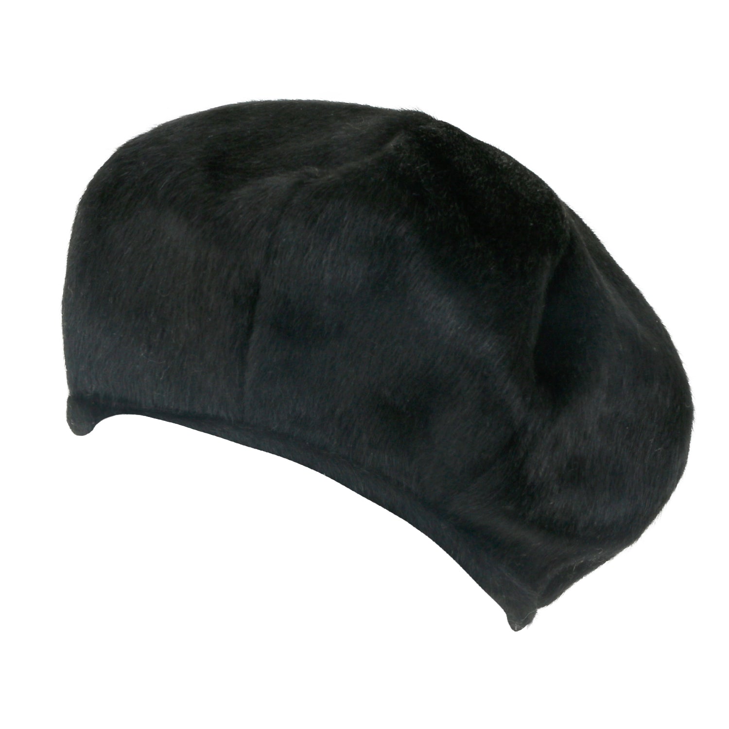 Solid Color Faux Fur 8 Panel French Beret Artist Flat Winter Hat