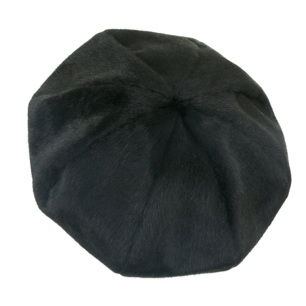 Solid Color Faux Fur 8 Panel French Beret Artist Flat Winter Hat