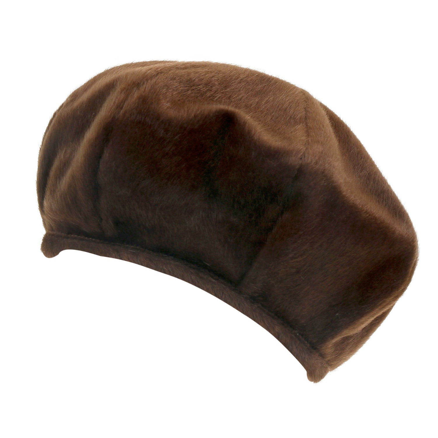 Solid Color Faux Fur 8 Panel French Beret Artist Flat Winter Hat