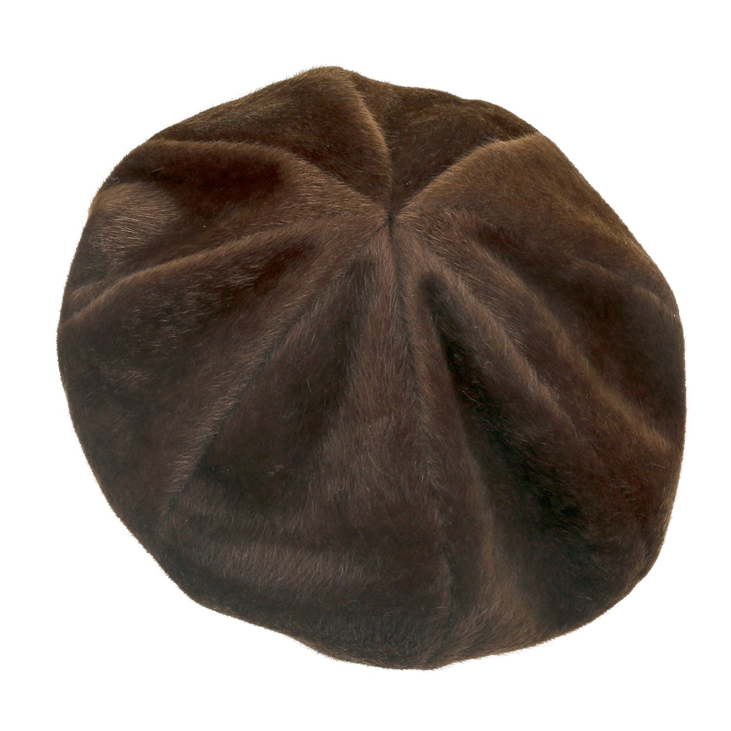 Solid Color Faux Fur 8 Panel French Beret Artist Flat Winter Hat