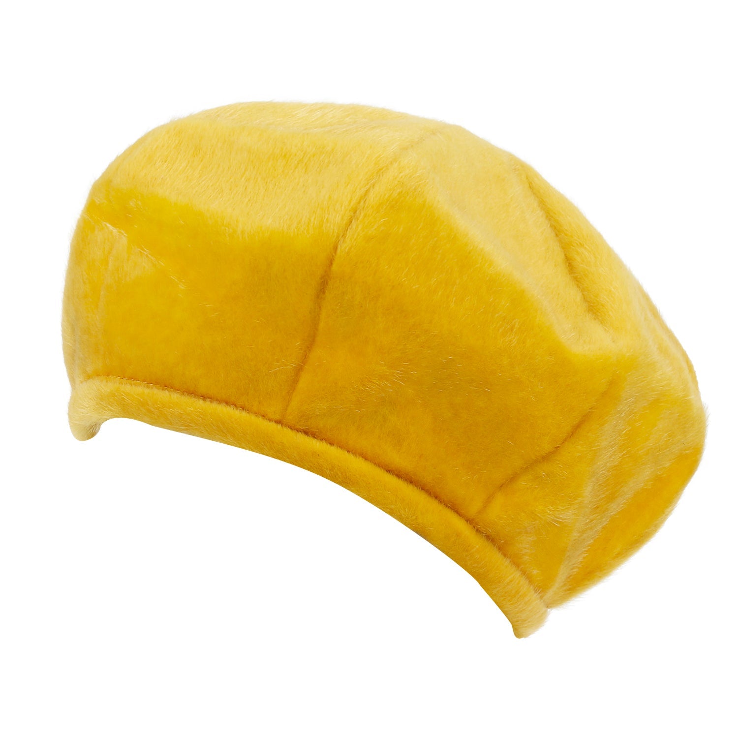 Solid Color Faux Fur 8 Panel French Beret Artist Flat Winter Hat