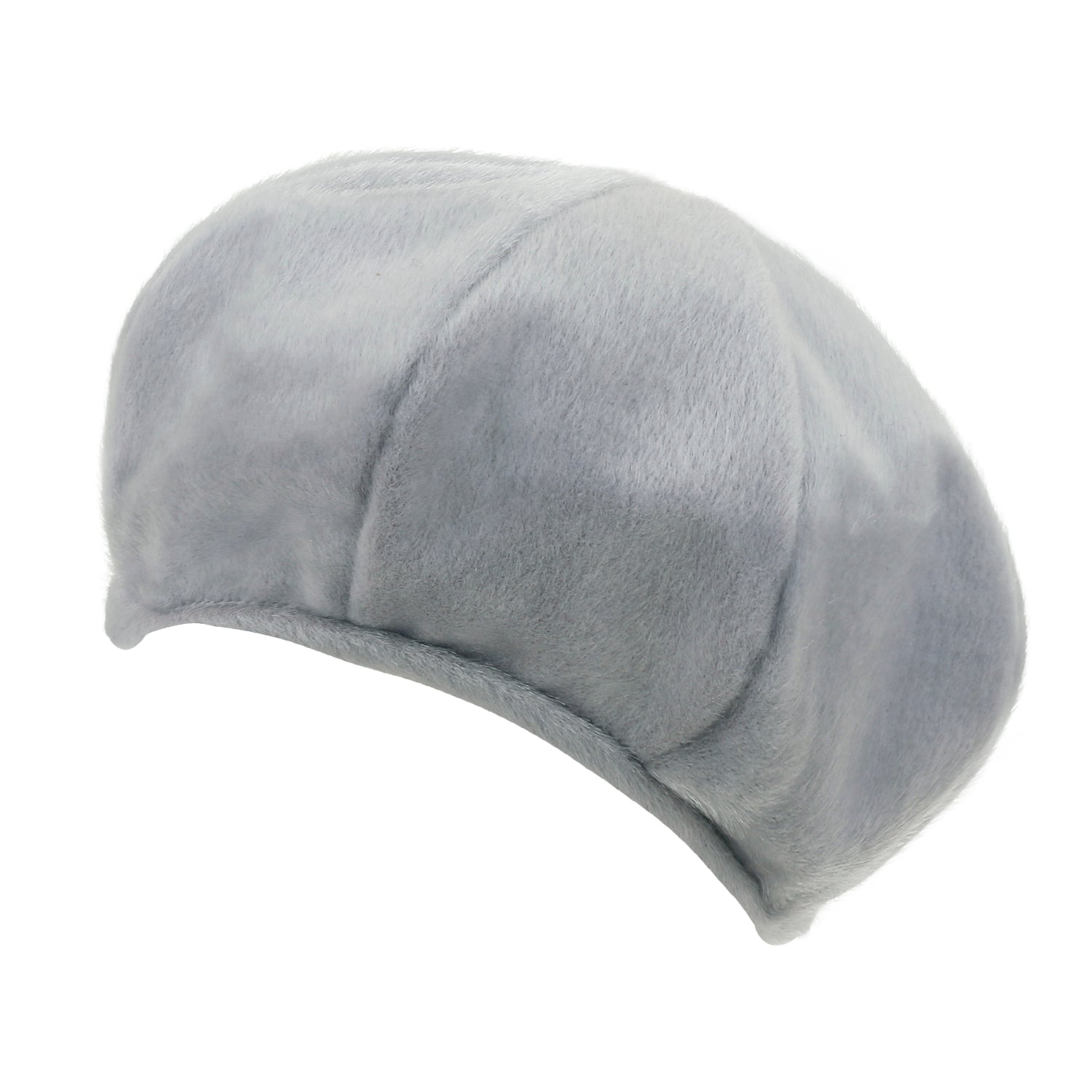 Solid Color Faux Fur 8 Panel French Beret Artist Flat Winter Hat