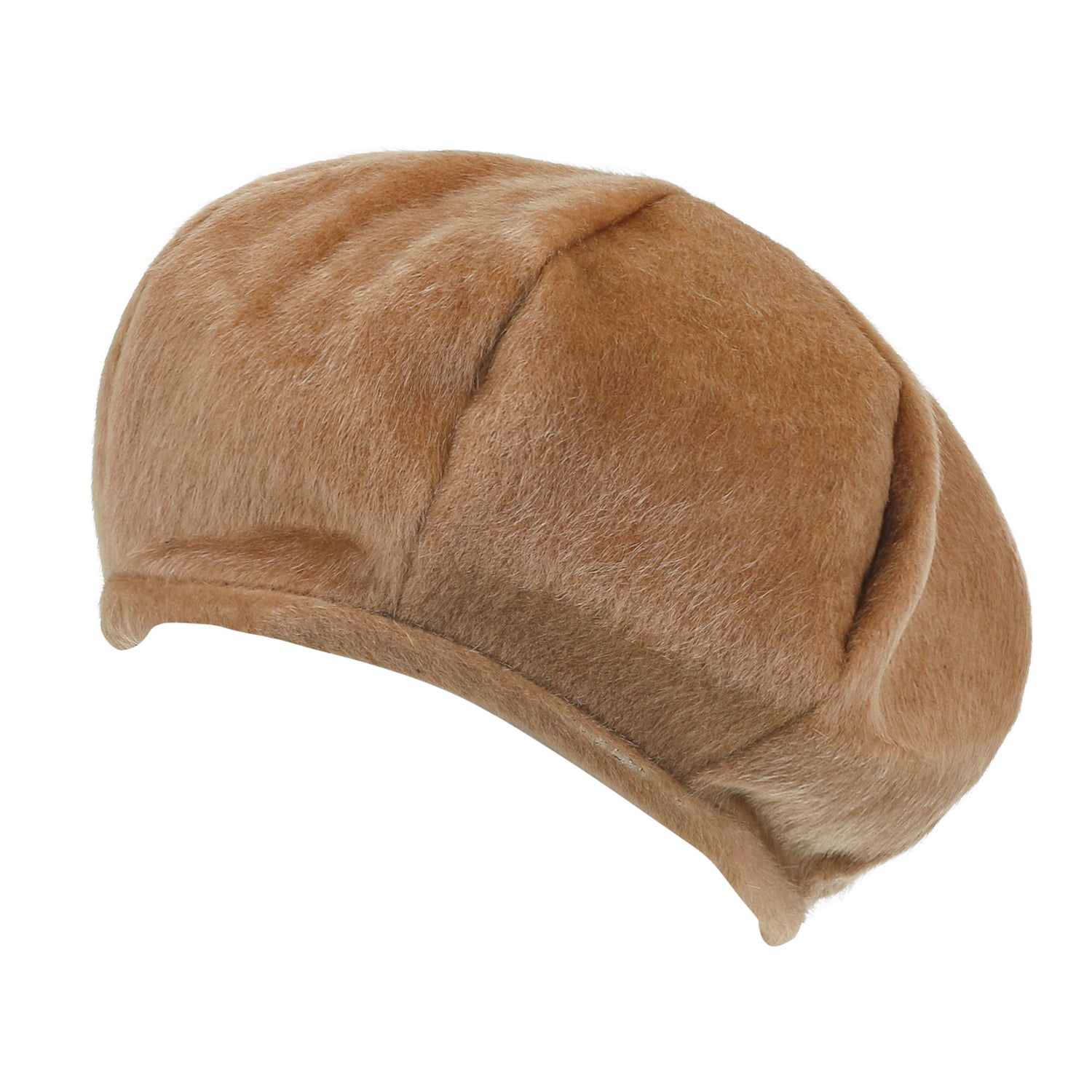 Solid Color Faux Fur 8 Panel French Beret Artist Flat Winter Hat