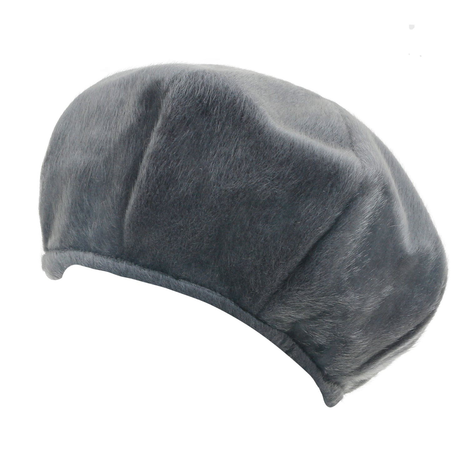 Solid Color Faux Fur 8 Panel French Beret Artist Flat Winter Hat