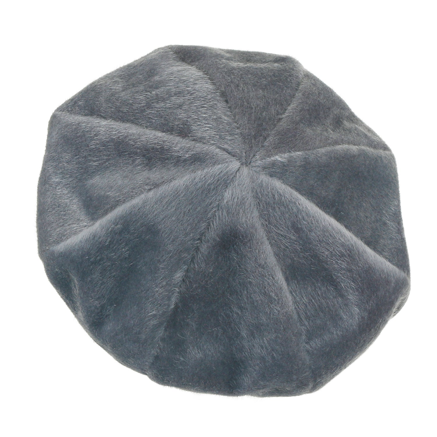 Solid Color Faux Fur 8 Panel French Beret Artist Flat Winter Hat