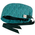 Satin Lined Cute Scrub Cap with Ponytail Ribbon