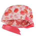 Satin Lined Cute Scrub Cap with Ponytail Ribbon