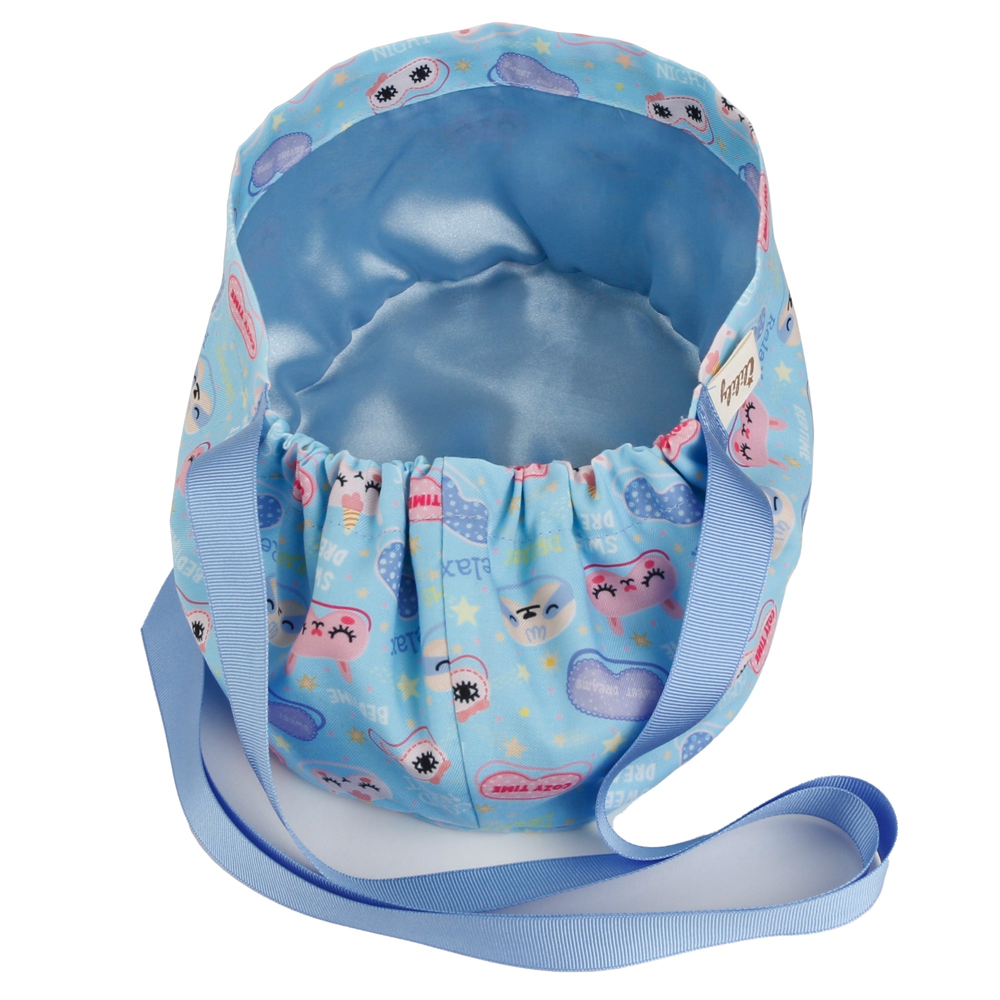 Satin Lined Cute Scrub Cap with Ponytail Ribbon