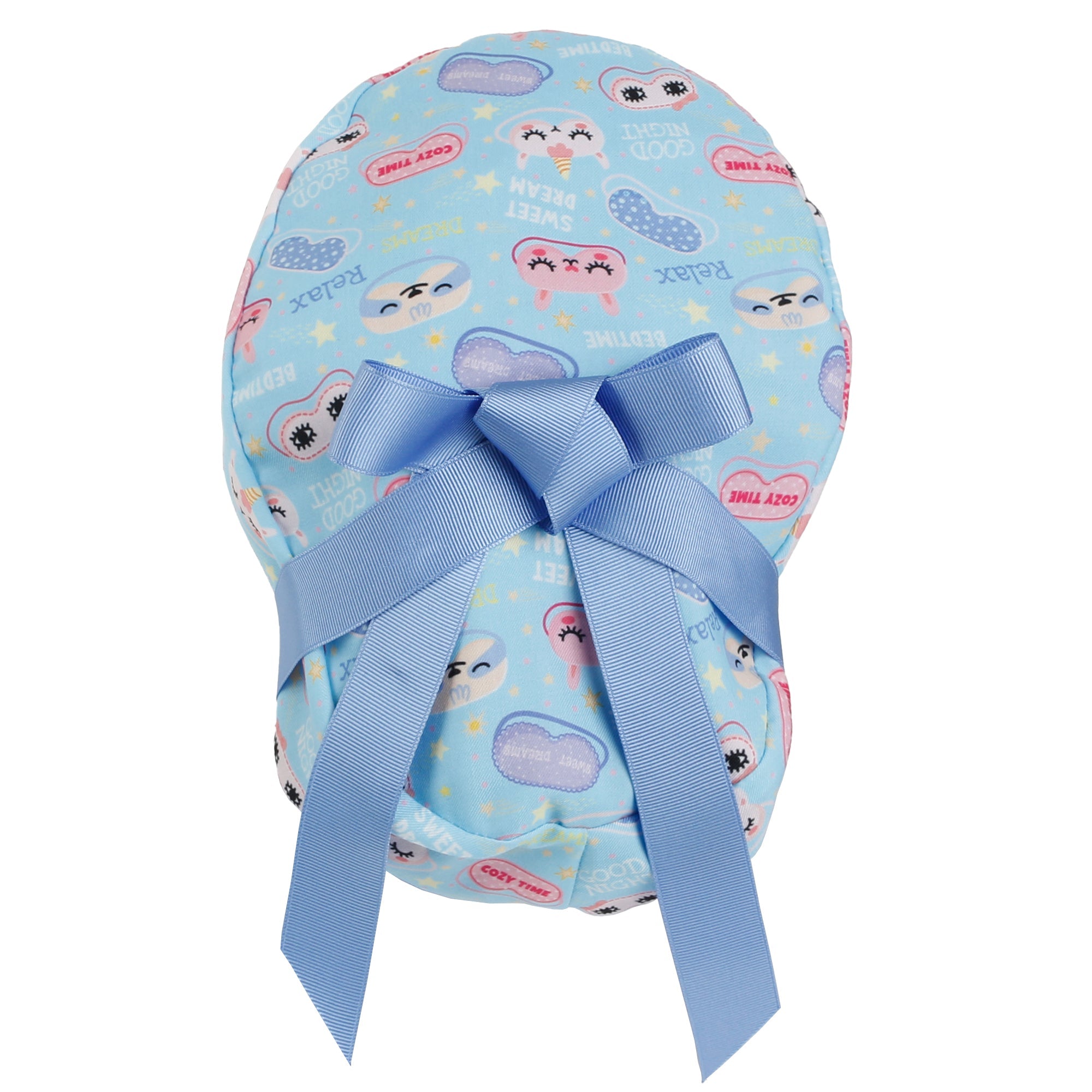 Satin Lined Cute Scrub Cap with Ponytail Ribbon
