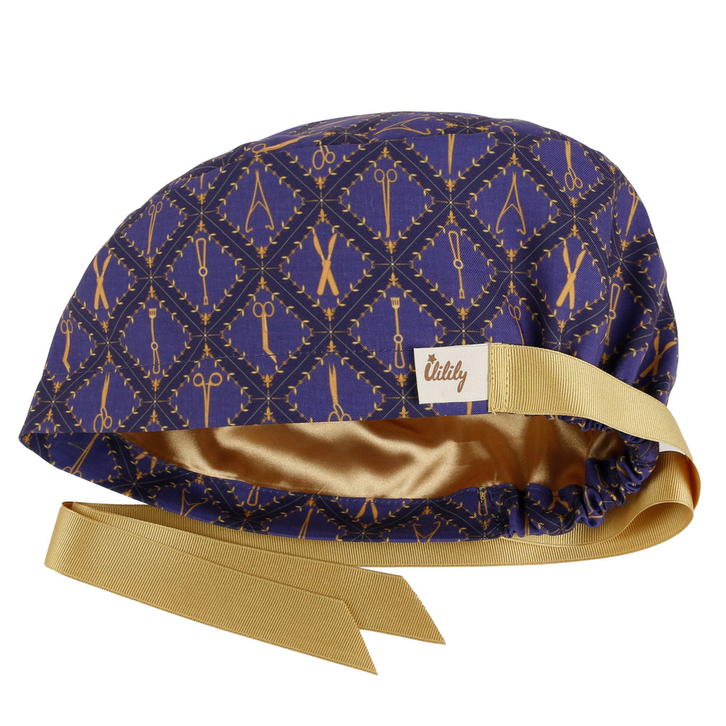 Satin Lined Cute Scrub Cap with Ponytail Ribbon