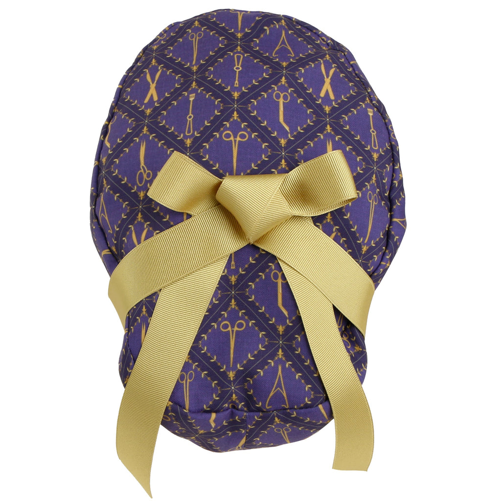Satin Lined Cute Scrub Cap with Ponytail Ribbon