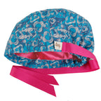 Satin Lined Cute Scrub Cap with Ponytail Ribbon