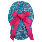 Satin Lined Cute Scrub Cap with Ponytail Ribbon